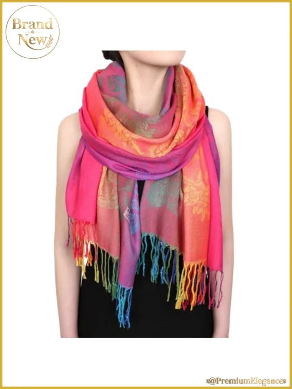 Paisley Pashmina Wrap Shawl Tassels Polyester Cotton Blend